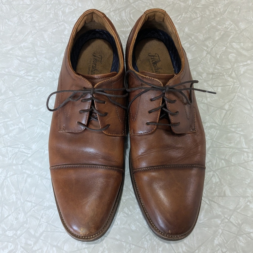 Florsheim Mens Cognac Brown Leather Cap Toe Oxford Dress Shoes 10.5 M